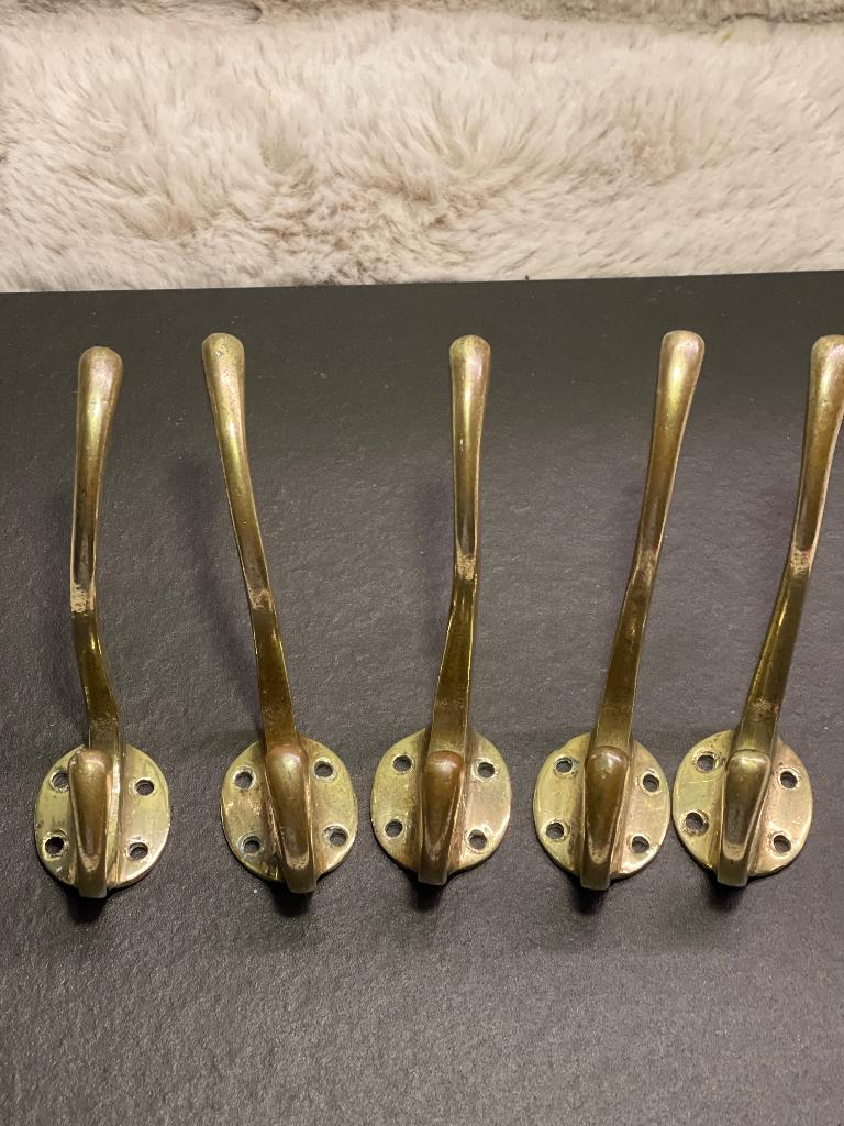5 vintage messing wandhaken, Antiek en Kunst, Ophalen of Verzenden