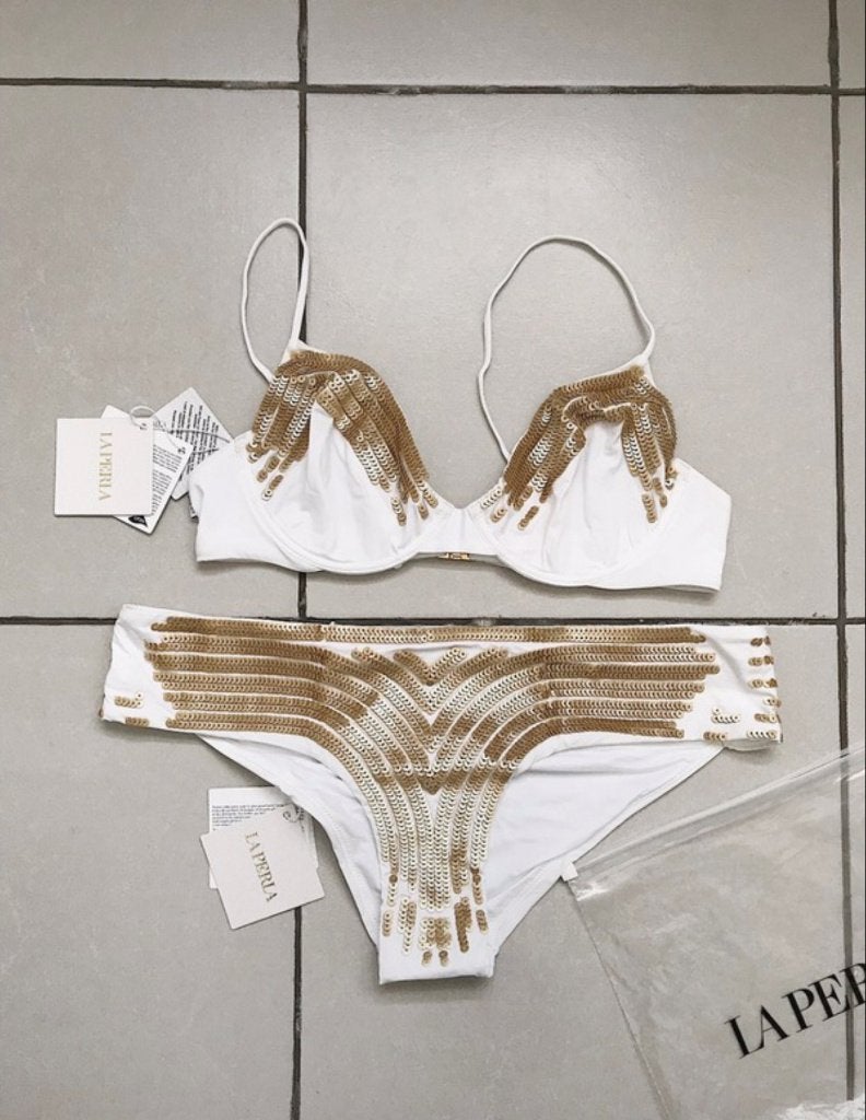 Nieuw - La Perla wit met goud sexy bikini 40/42, Kleding | Dames, La Perla, Wit, Nieuw, Ophalen of Verzenden