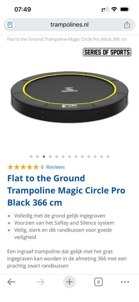 Magic Circle flat to the ground trampoline 366cm, Kinderen en Baby's, Speelgoed | Buiten | Trampolines, Ophalen, Gebruikt