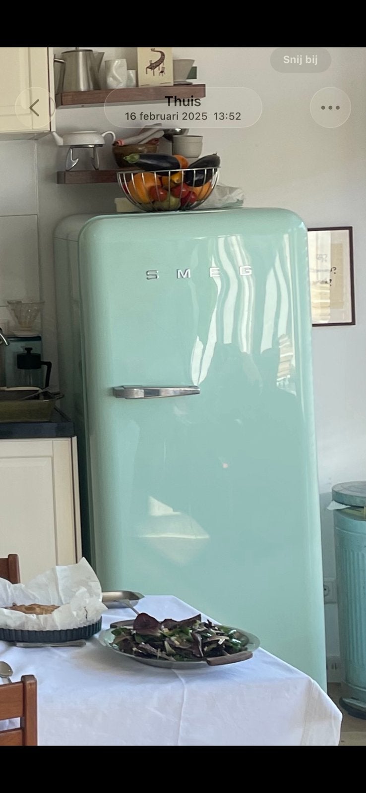 SMEG watergroen heel goede staat, Witgoed en Apparatuur, Koelkasten en IJskasten, Ophalen, 200 liter of meer, 160 cm of meer, Zo goed als nieuw