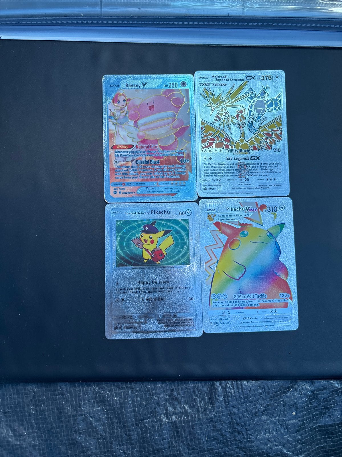Pokémon Metalen Kaarten: Blissey, Articuno, Pikachu, Ophalen of Verzenden, Zo goed als nieuw, Meerdere kaarten, Foil