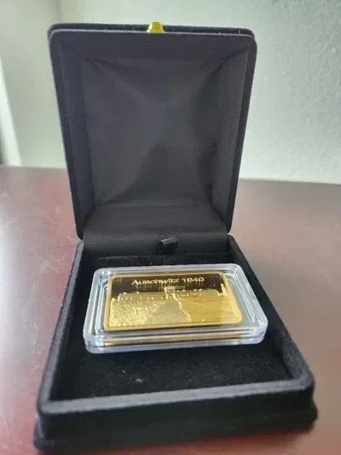 Auschwitz 1940 Tweede Wereldoorlog WW2 vergulde Goud Baar, Ophalen, Koningin Wilhelmina, Losse munt, Goud