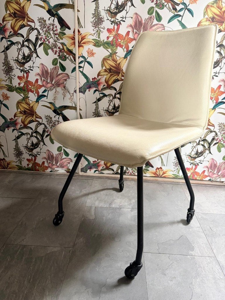 Leren witte eetkamerstoelen, Ophalen, Gebruikt, Wit, Vier