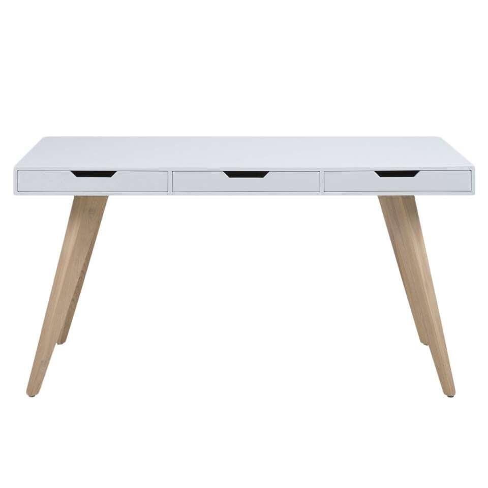 Leen Bakker Bureau Erada wit/bruin 141,8x60x75,8 cm, Huis en Inrichting, Bureaus, Ophalen, Overige typen, -, Hout