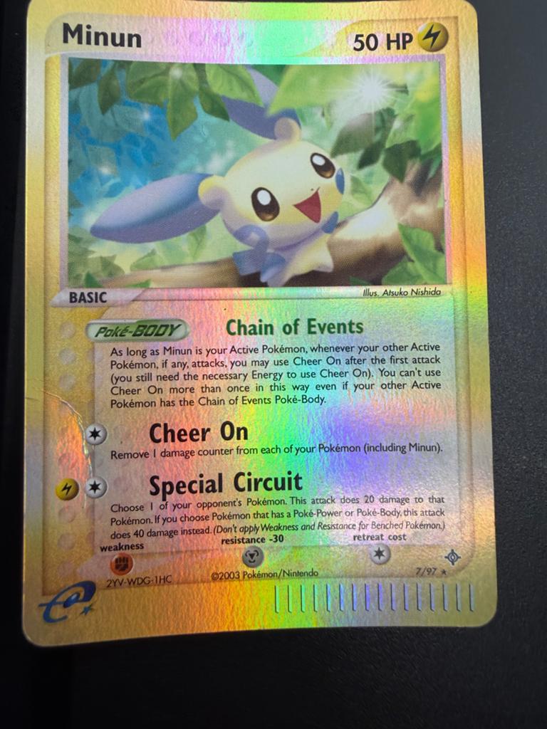Minun Pokémon Kaart 7/97, Ophalen of Verzenden, Gebruikt, Losse kaart, Foil