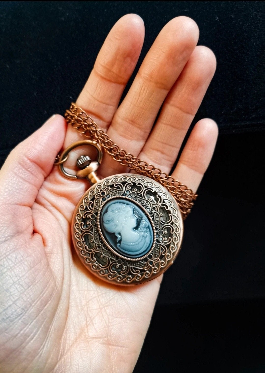 Rose Goud Horloge Ketting met Camee - Nieuwstaat, Sieraden, Tassen en Uiterlijk, Kettingen, Verzenden, Nieuw, Roze, Overige materialen