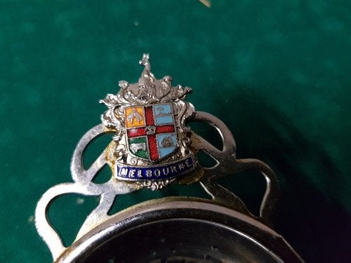 theezeef met wapen melbourne, Ophalen of Verzenden, 'T Olde Gre-j, Info@toldegrej.nl, Endepoelstraat 20f Didam