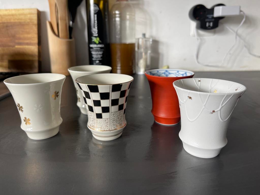 Arita Yaki Japanse porseleinen Sake kopjes 5x, Ophalen of Verzenden