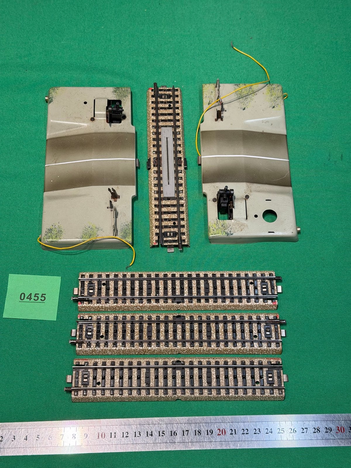 455- Märklin H0 spoorwegovergang met 3 rechte contact rails, Wisselstroom, Gebruikt, Rails, Ophalen of Verzenden