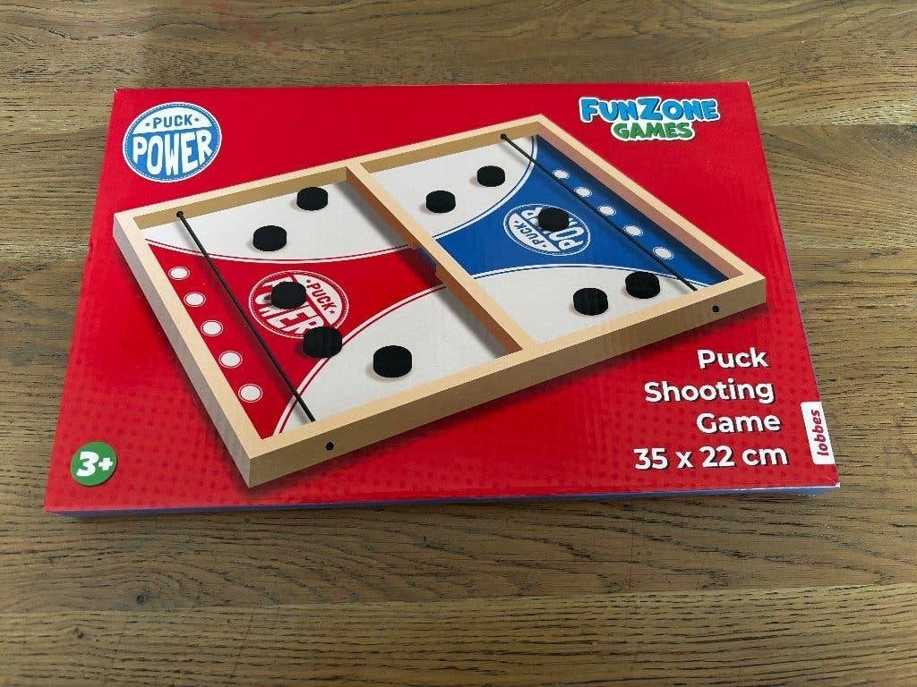 Puck Power Schietspel - Snel en Compact Bordspel (advr 209), Een of twee spelers, Ophalen of Verzenden, Zo goed als nieuw