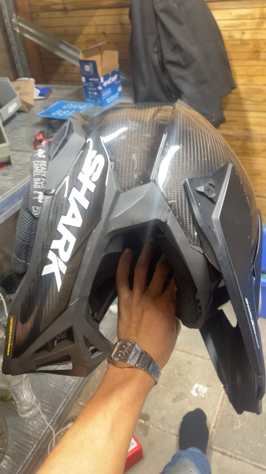 Shark Crosshelm Carbon - Offroad Motorhelm maat m, Ophalen of Verzenden, Tweedehands, Offroadhelm, Shark