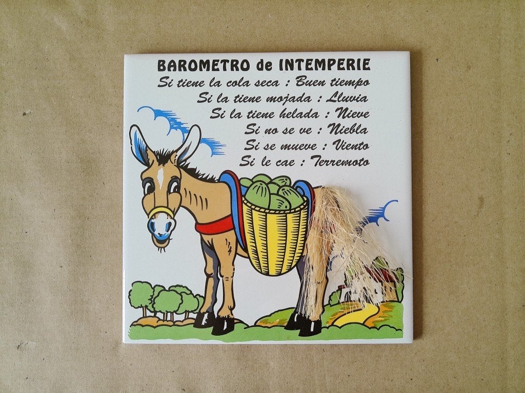 Curiosa Spaanse tegel met ezel Barometro de intemperie 15x15, Ophalen of Verzenden