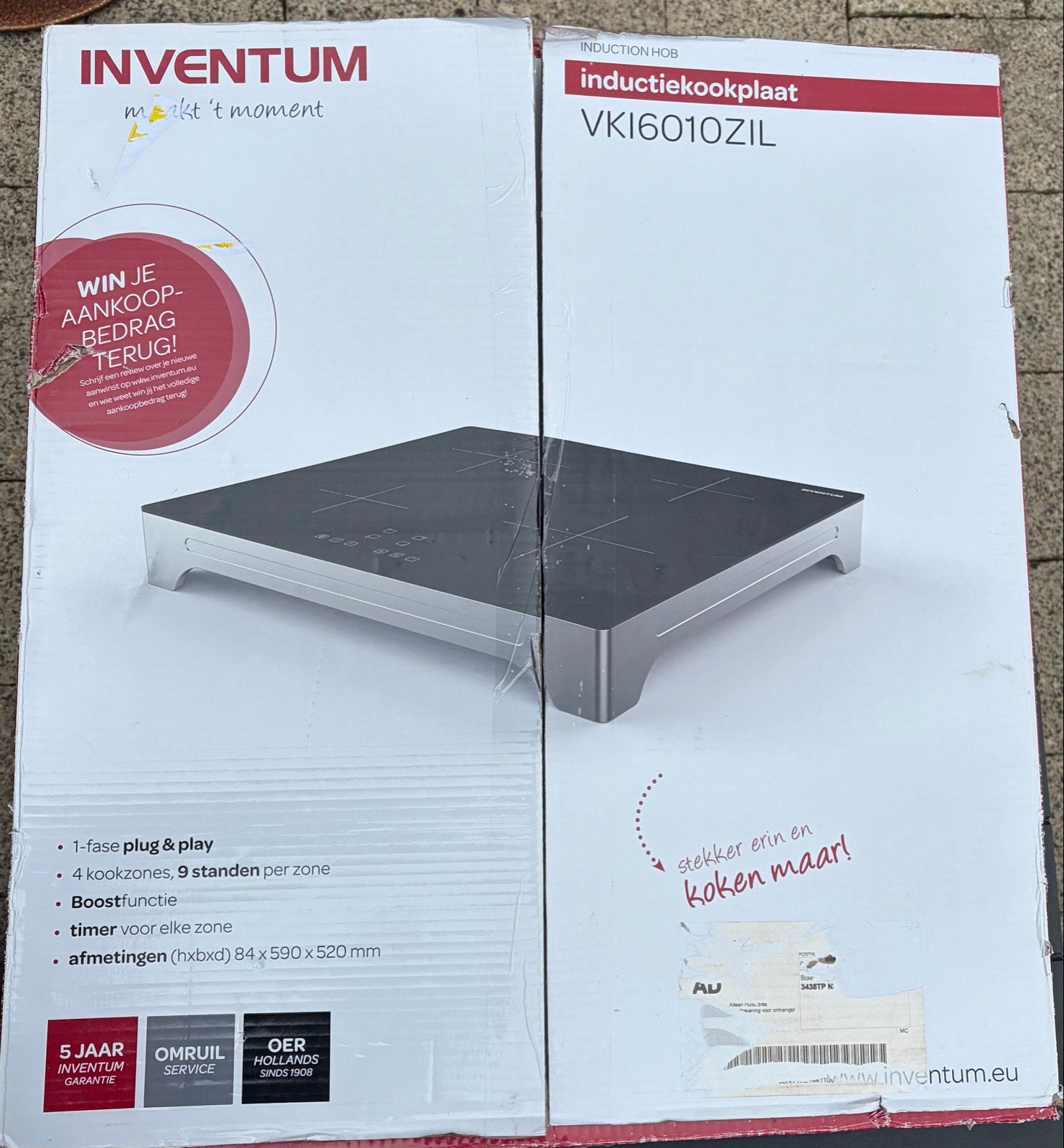 Inventum VKI6010ZIL Inductiekookplaat - Met doos, Nieuw, Inbouw, Inductie, 4 kookzones