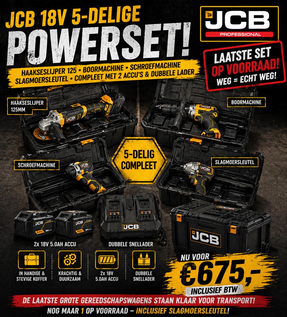 Nieuwe 18V Professionele Power Kit  JCB 18V in opbergkoffer, Ophalen, Nieuw, Boor- en Schroefmachine, Variabele snelheid