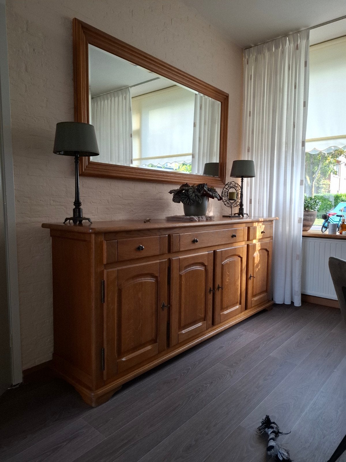 Eikenhouten dressoir met lades en deuren, Ophalen, Met lade(s), Klassiek, 150 tot 200 cm