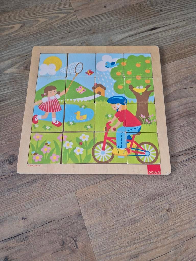 Goula Houten Puzzel Kinderen Buiten Spelen, Kinderen en Baby's, Speelgoed | Kinderpuzzels, 2 tot 4 jaar, Gebruikt, 10 tot 50 stukjes