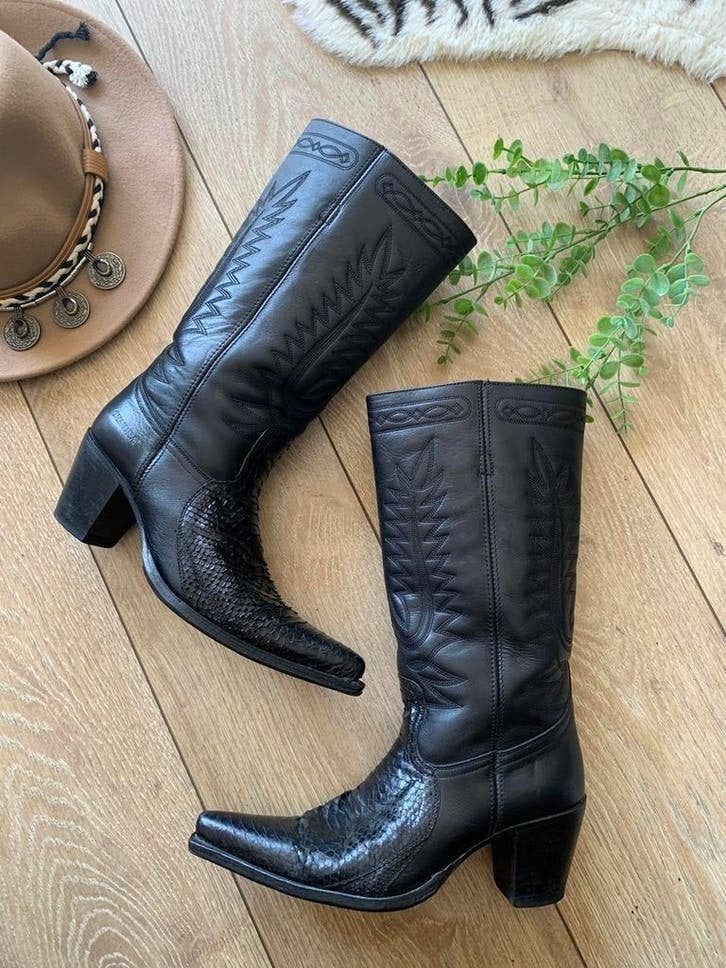 Sendra campus boots 38 retro boots blokhak cowboylaarzen, Hoge laarzen, -, Zwart, -