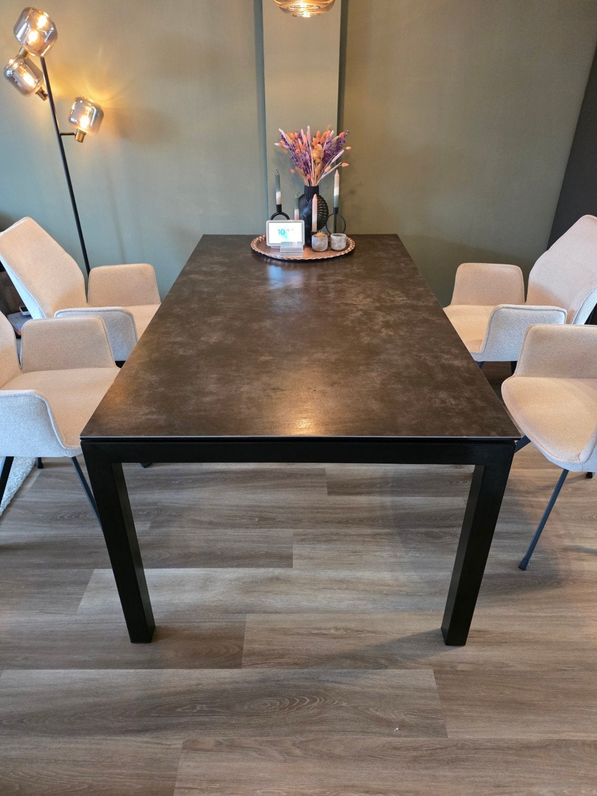 Goossens Wonen keramische uitschuifbare tafel, Huis en Inrichting, Ophalen, 50 tot 100 cm, Zo goed als nieuw, 150 tot 200 cm