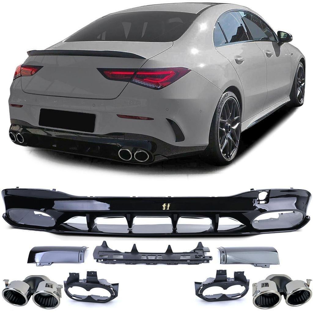Diffuser Chrome Uitlaat Mercedes CLA C118 AMG Aero Glans Zw, Auto diversen, Tuning en Styling, Verzenden