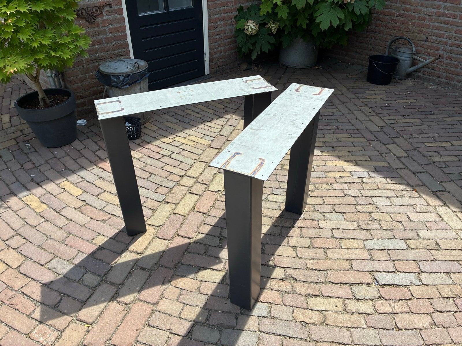 RVS Tafelpoten 10x10 cm, Hoogte 70 cm, Breedte 80 cm, Huis en Inrichting, Tafelonderdelen, Ophalen, Tafelpoot, Gebruikt, 50 tot 100 cm