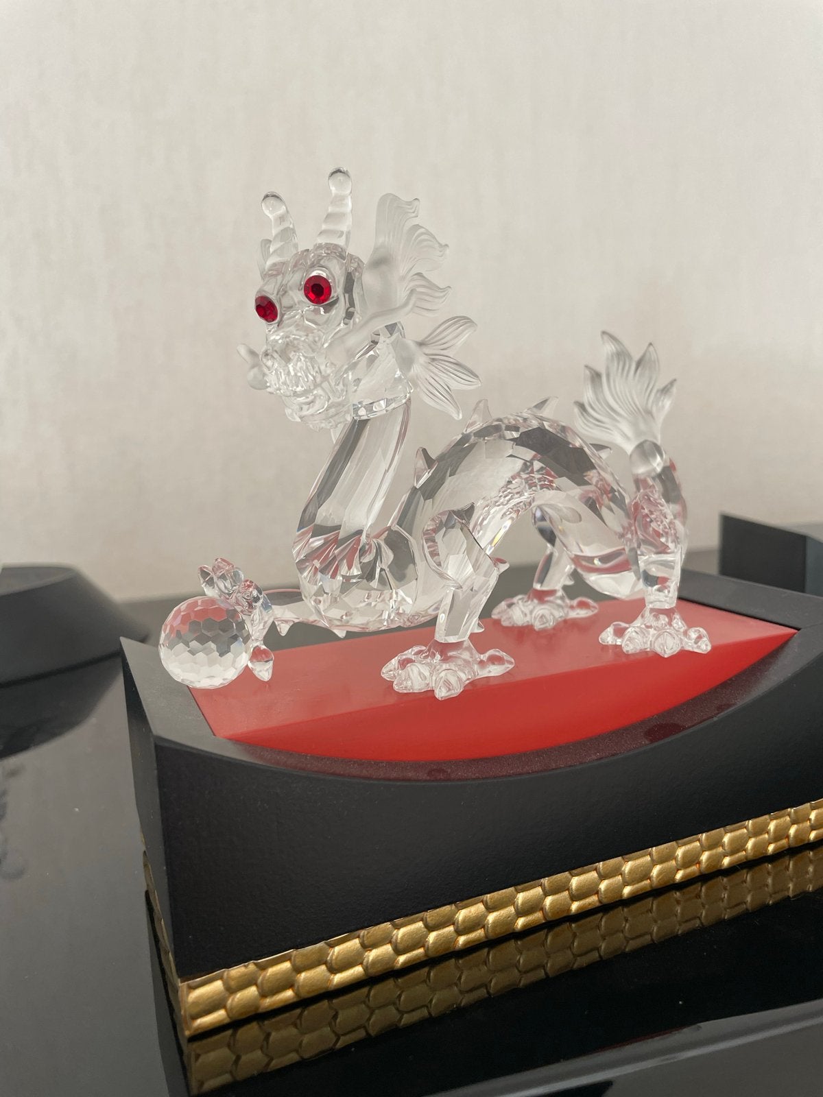 Swarovski Draak Kristal Figuur met Rode Ogen, Ophalen, Zo goed als nieuw, Figuurtje