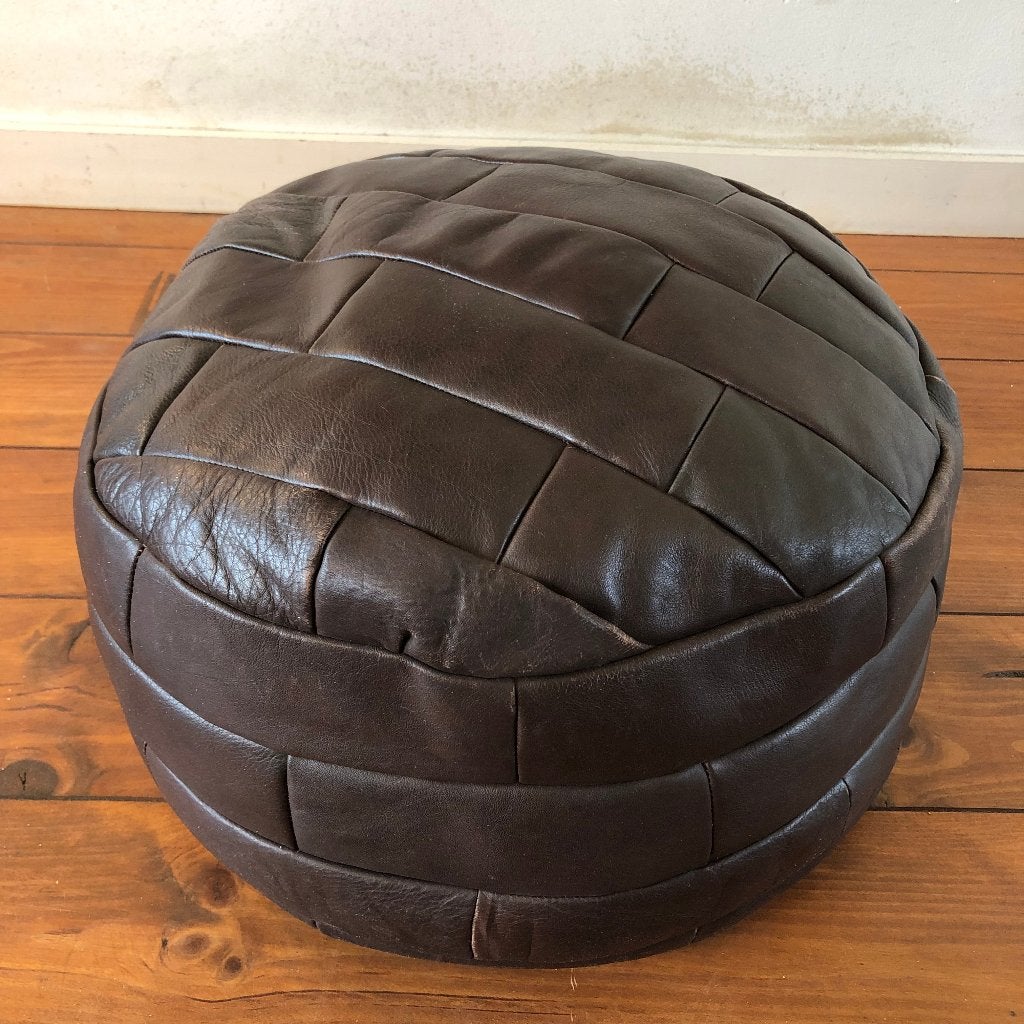 Vintage patchwork poef, vintage design, Ophalen of Verzenden, Zo goed als nieuw, 50 tot 75 cm, 50 tot 75 cm