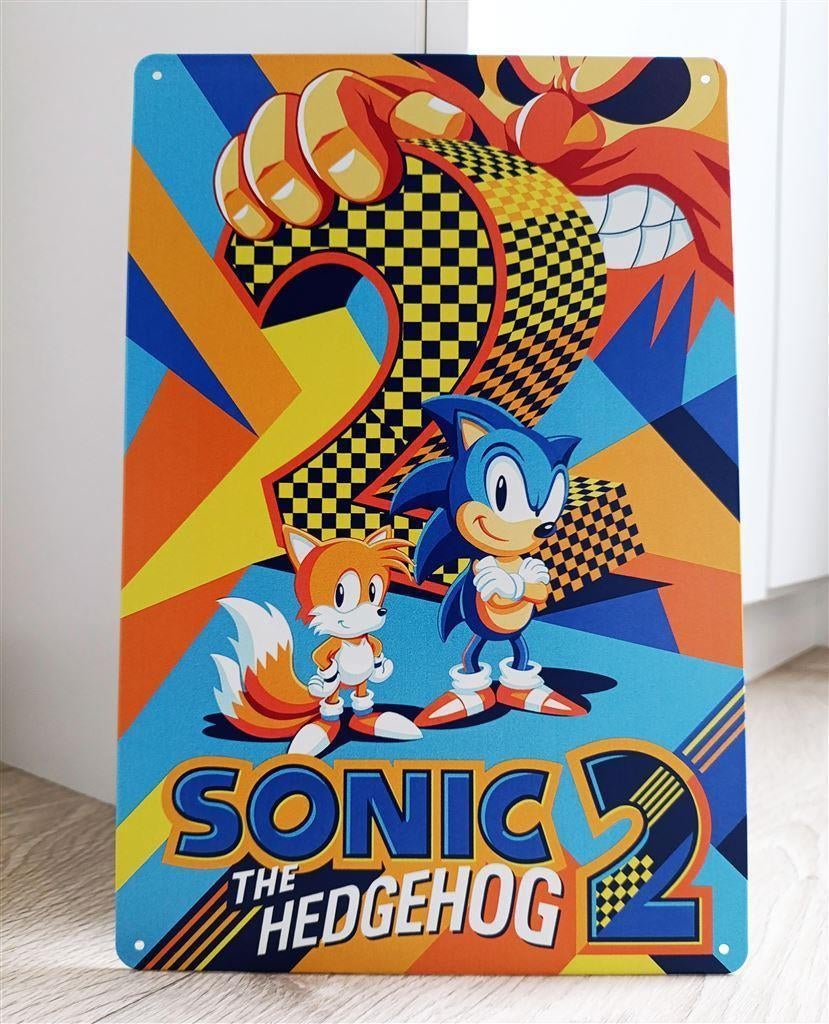 SONIC THE HEDGEHOG 2 SEGA METALEN Wandbord Poster, Avontuur en Actie, 1 speler, Nieuw, Ophalen of Verzenden