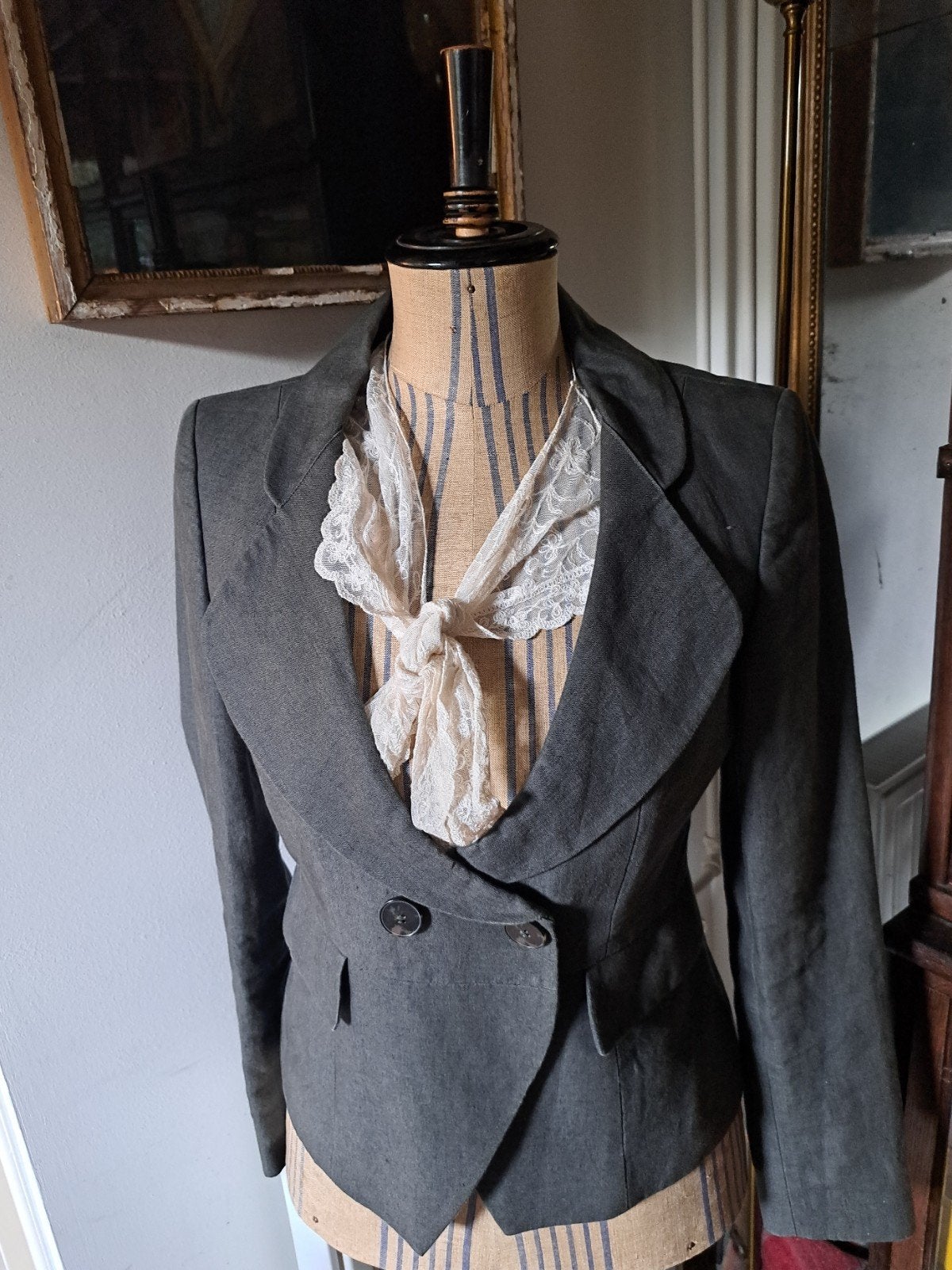groen linnen jasje Pauw  2, Kleding | Dames, Ophalen of Verzenden, Zo goed als nieuw, Maat 38/40 (M), Groen