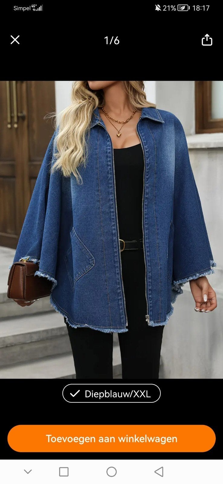 Trendy spijkerponcho met franjes - Diepblauw, Blauw, Maat 46/48 (XL) of groter, Nieuw, Ophalen of Verzenden