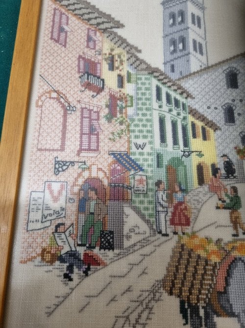 geborduurd schilderij stadsaanzicht, Ophalen of Verzenden, 'T Olde Gre-j, Info@toldegrej.nl, Endepoelstraat 20f Didam