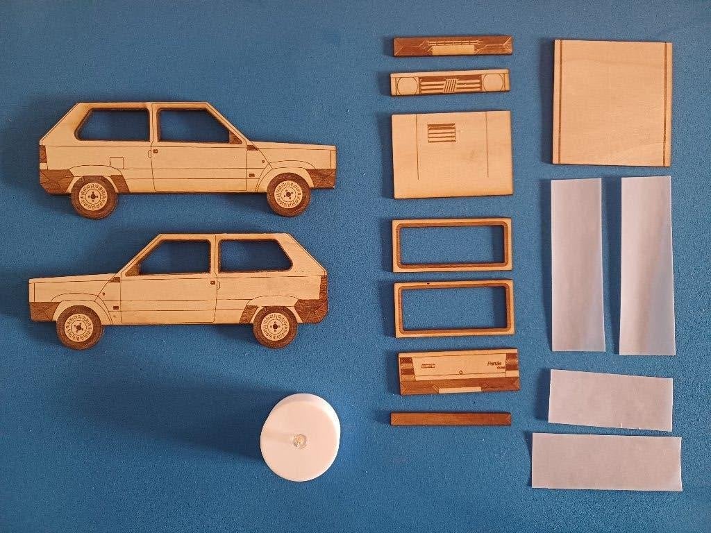 Houten zelfbouwpakket Fiat Panda met verlichting, Overige merken, Auto, Verzenden, Groter dan 1:32