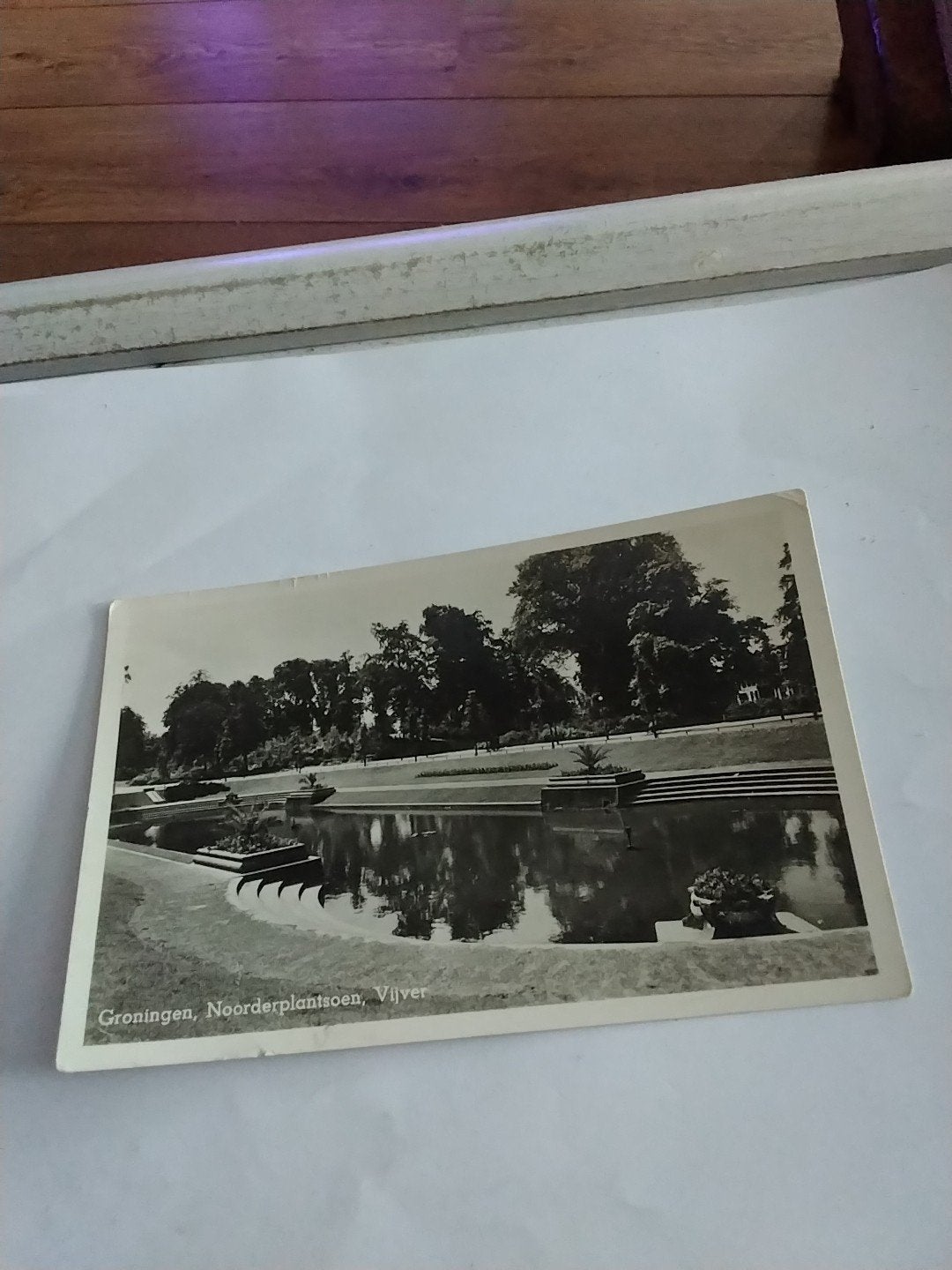 Oude Ansichtkaart Groningen Noorderplantsoen Vijver 1955, Ophalen of Verzenden, 1940 tot 1960, Groningen