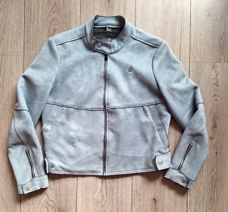 G-Star RAW bikerjack dames L 40 grijs suedelook, Maat 42/44 (L), Ophalen of Verzenden, Zo goed als nieuw, G-Star Raw