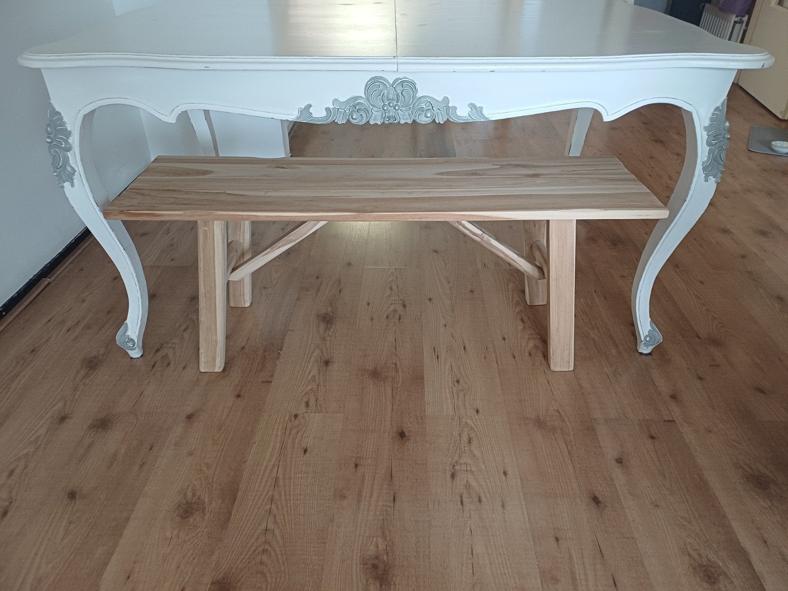 Uitklapbare eettafel - Crème/wit, Ophalen, Gebruikt, 100 tot 150 cm, 50 tot 100 cm