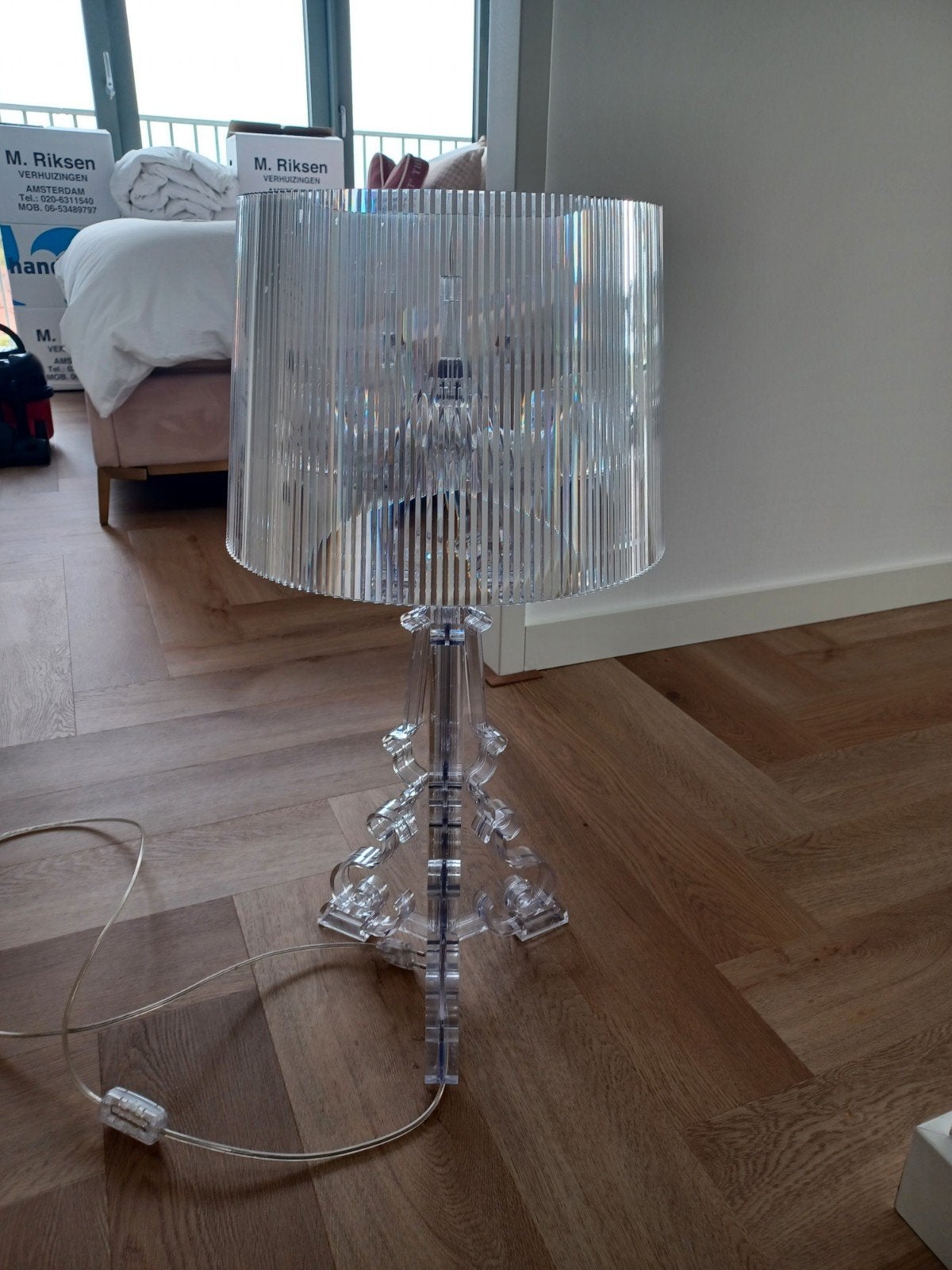 Kartell Bourgie lamp - transparant, Huis en Inrichting, Lampen | Tafellampen, Ophalen, Kunststof, E14 (klein), Met schakelaar