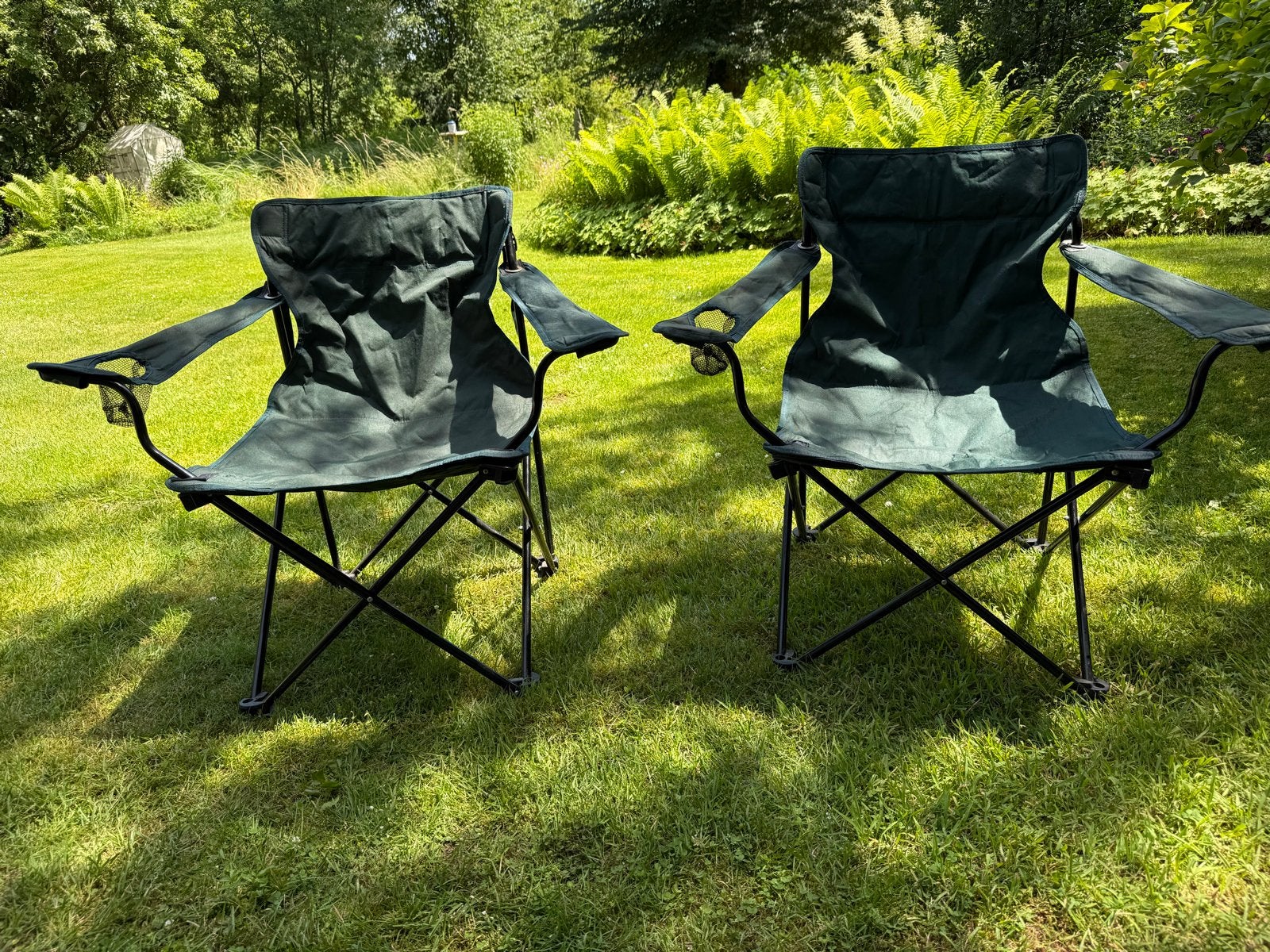 2x Opvouwbare Campingstoelen - Groen, Caravans en Kamperen, Ophalen, Gebruikt, Campingstoel