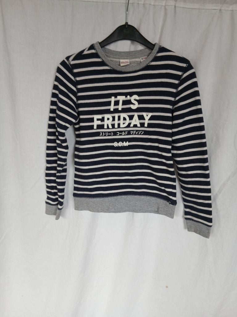 Stoere blauw-wit gestreepte trui 100% katoen mt 149 Madison, ., Trui of Vest, Ophalen of Verzenden, Zo goed als nieuw