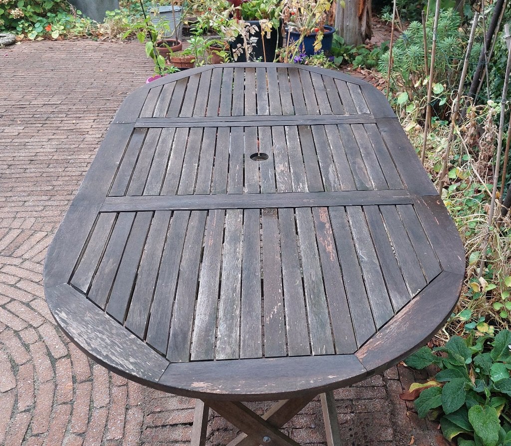 Tuintafel, Ophalen, Gebruikt, Ovaal, Hout