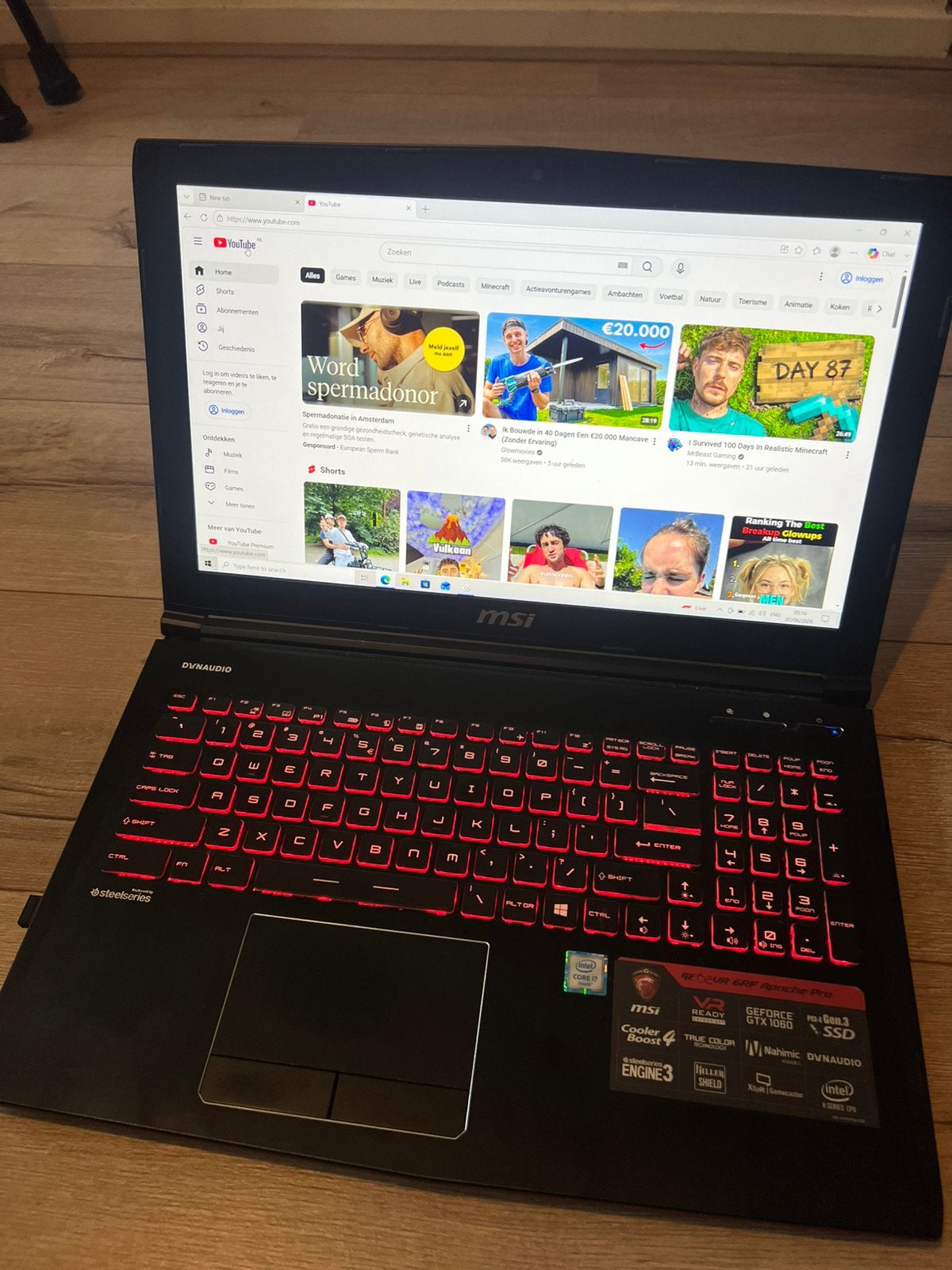 MSI Gaming Laptop i7-6700HQ GTX 1060 16GB RAM 238GB SSD, Gebruikt, 2 tot 3 Ghz, Intel® Core™ i7 , Ophalen of Verzenden