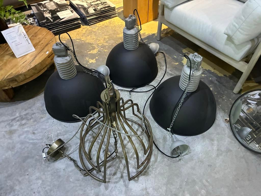 3 Frezoli / Tierlantijn Industriële Hanglampen, Huis en Inrichting, Ophalen, Gebruikt, Metaal, 50 tot 75 cm