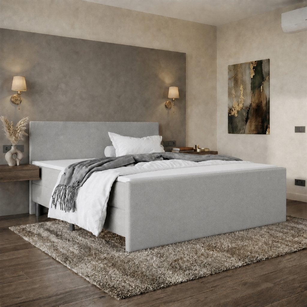 ACTIEDEAL Boxspring 160 x 200 - Stof Grijs | HB + VB Glad