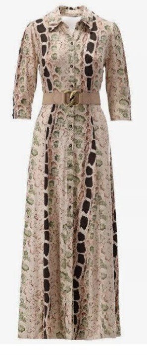 K-Design Maxi-jurk Blousejurk Slangen python print maat L, Ophalen, Zo goed als nieuw, Maat 38/40 (M), Onder de knie