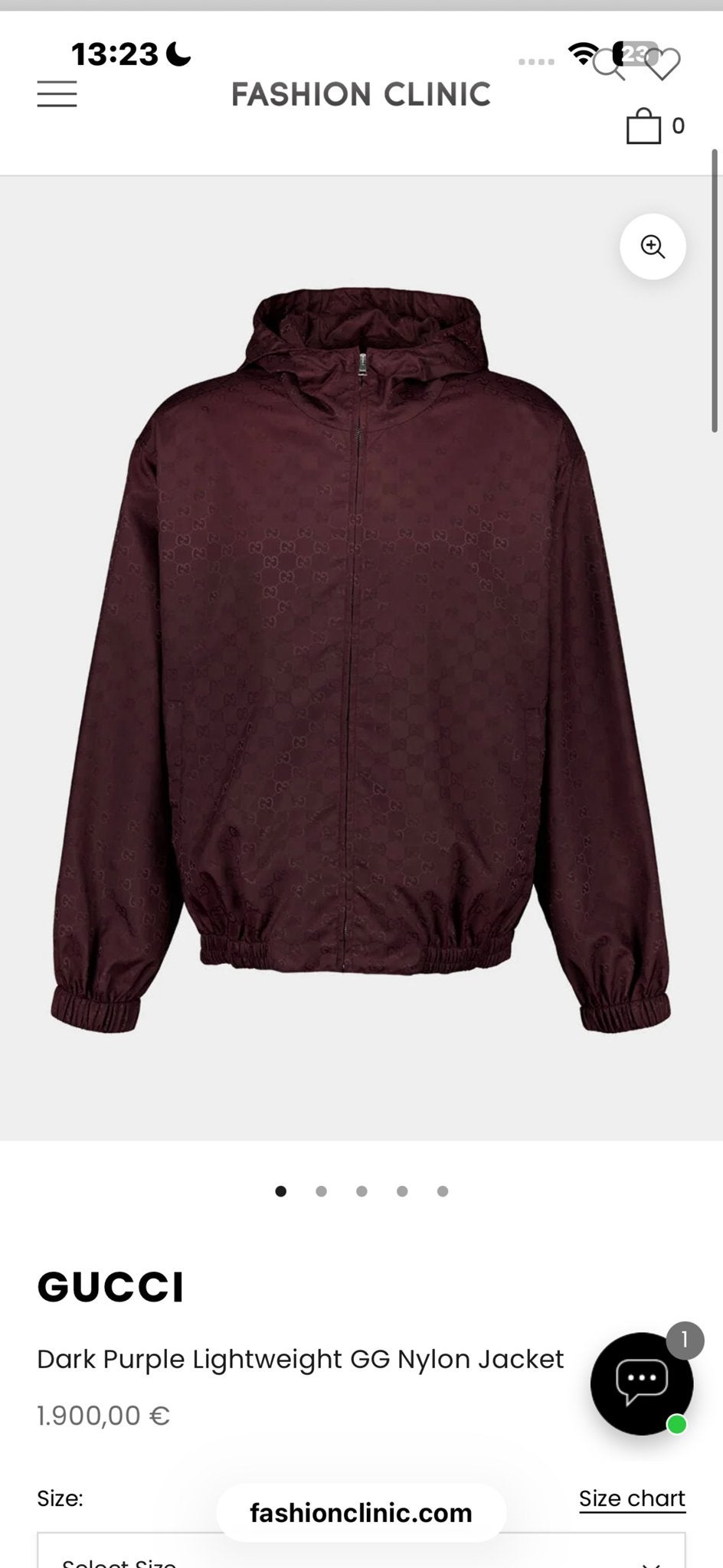 Gucci Nylon Zomerjas - Donkerpaars Lichtgewicht GG, Ophalen of Verzenden, Zo goed als nieuw, Maat 56/58 (XL), Paars