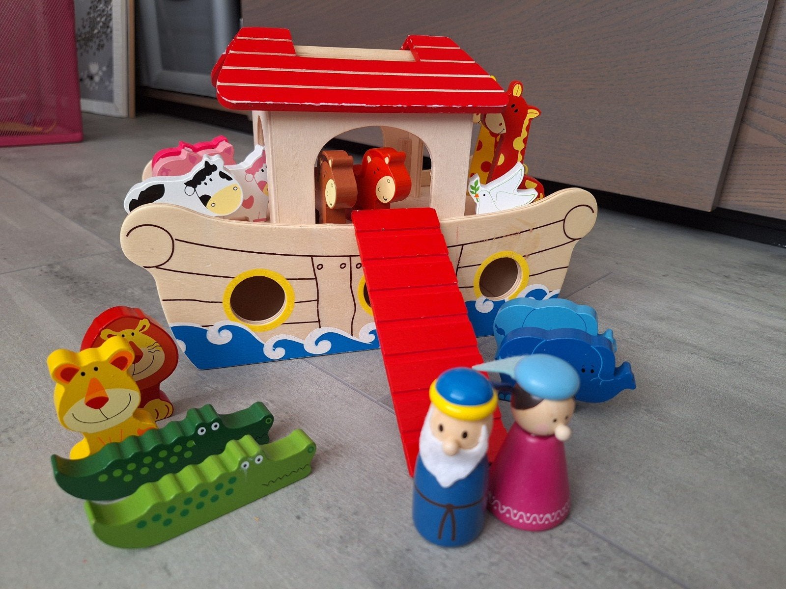 Houten Ark van Noach met Dieren en Figuren, Ophalen of Verzenden, Zo goed als nieuw, Overige typen
