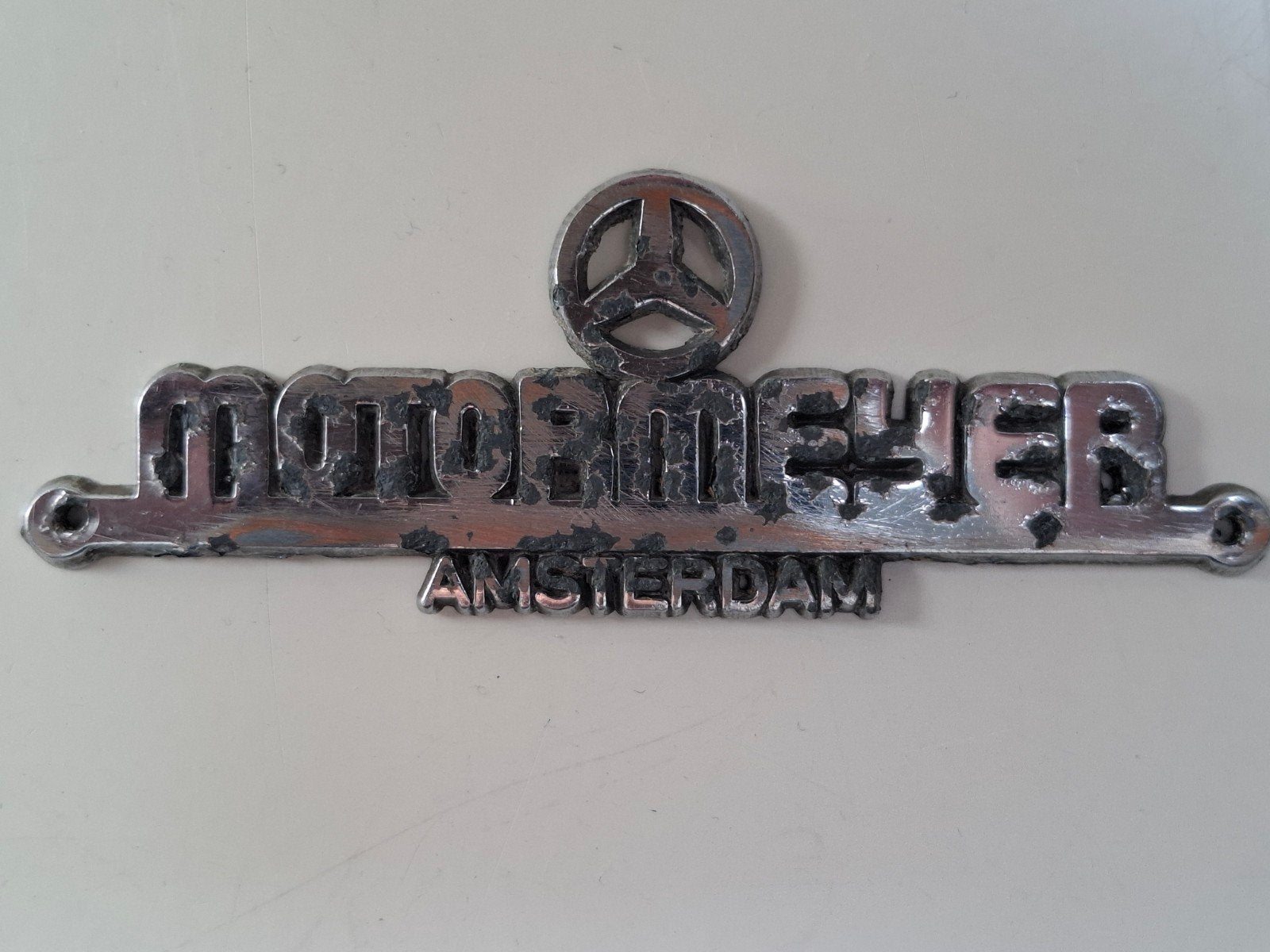 Motor Meyer AMSTERDAM Mercedes-Benz dealerembleem badge, Ophalen of Verzenden, Gebruikt