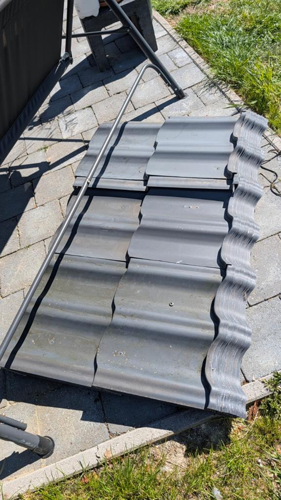 Dakplaten dakpanplaten, Doe-het-zelf en Verbouw, Dakpannen en Dakbedekking, Gebruikt, Dakplaat of Dakpanplaat, Metaal, Zwart, 15 m² of meer