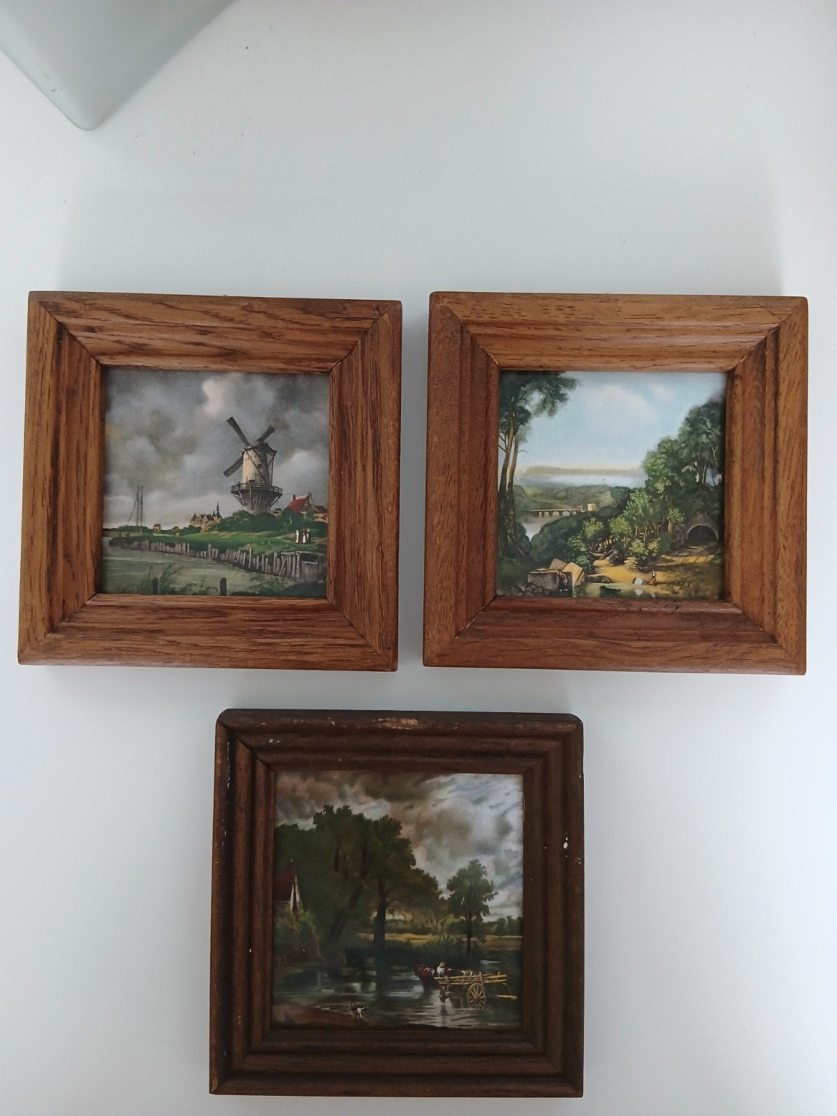 3 vintage ingelijste tegels - Mosa - 10x10, Antiek en Kunst, Ophalen of Verzenden