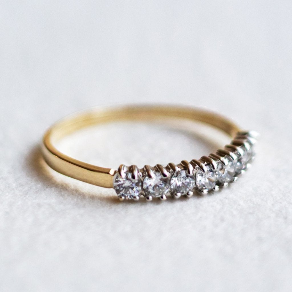 Vintage 9K gouden H eternity ring met CZ - 16,25, Sieraden, Tassen en Uiterlijk, Ringen, Ophalen of Verzenden, Met edelsteen, Dame
