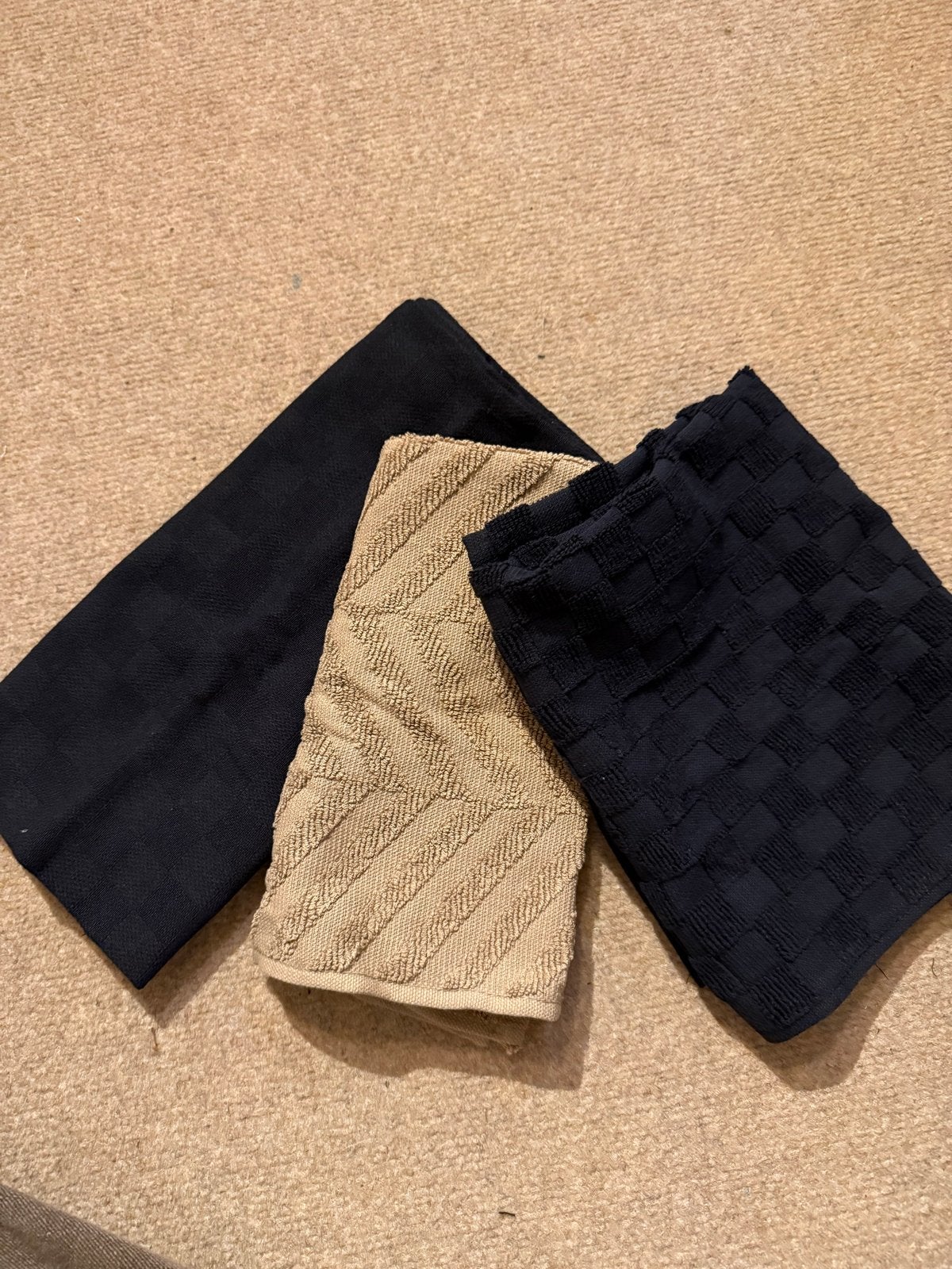 Theedoeken en keukendoeken set - Zwart & Beige, Meerkleurig, Wasbaar, Nieuw, Theedoek of Handdoek