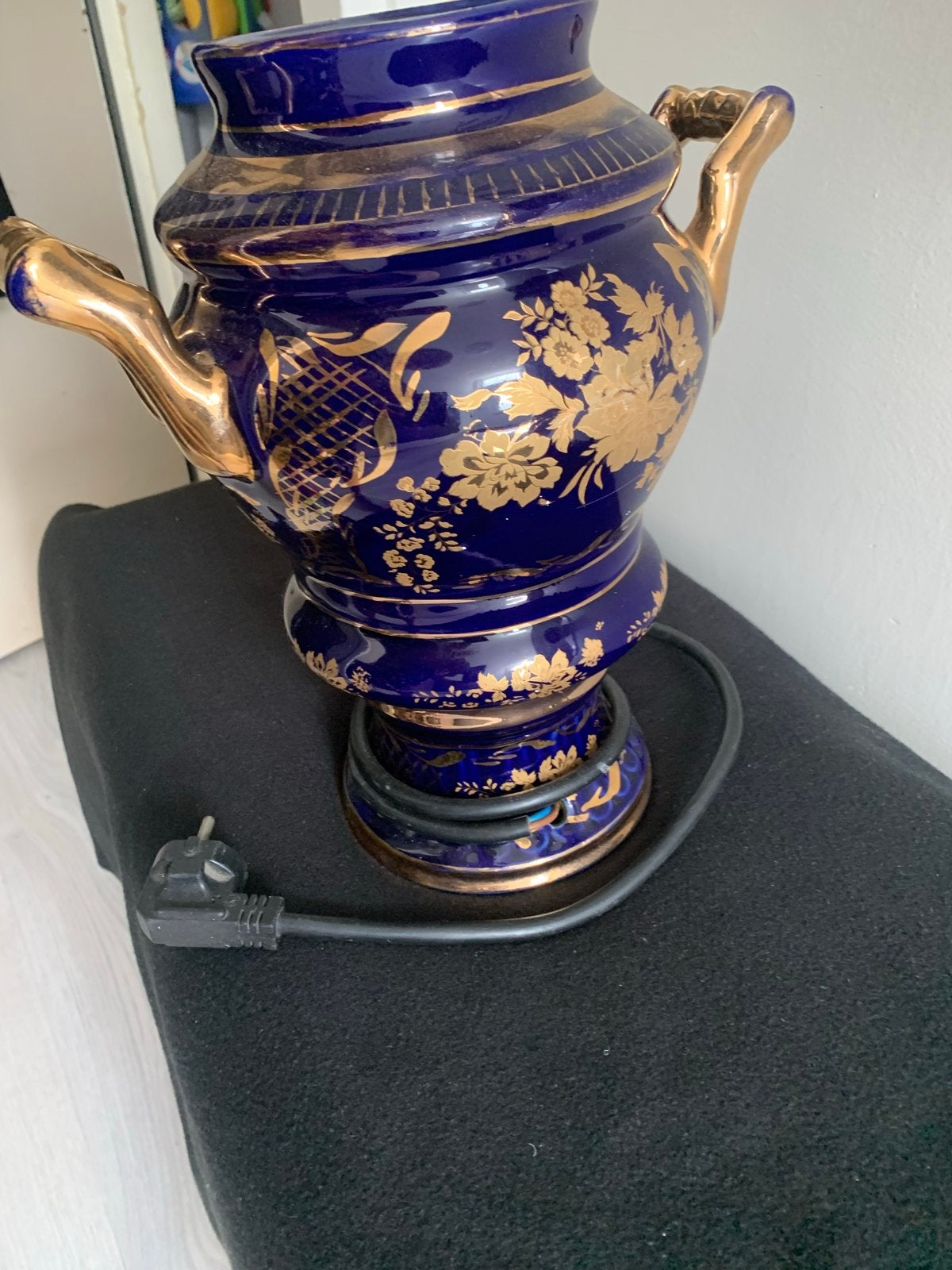 Elektrische Samovar - Blauw met Gouden Decoratie, 2 liter of meer, Ophalen of Verzenden, Gebruikt
